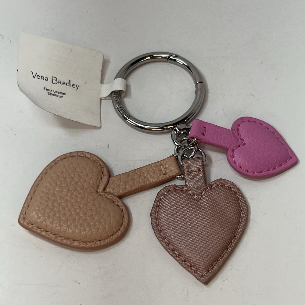 Vera Bradley Tiered Heart Keychain Women OS Soft Blush NWT Faux Leather Charms